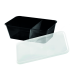 Boite rectangulaire noire plastique PP à 2 compartiments avec couvercle transparent  175x120mm H60mm 750ml