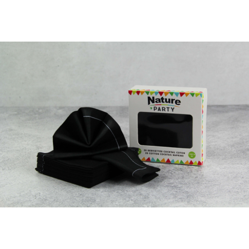 Serviette coton noir pour cocktail
