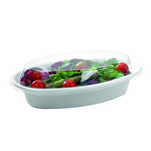 Saladier blanc ovale en pulpe 1500ml 220mm  H50mm
