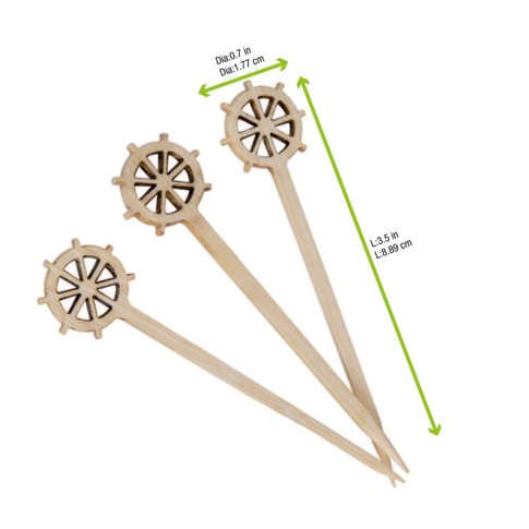 Pique bambou roue "Ugi"  60mm  H90mm