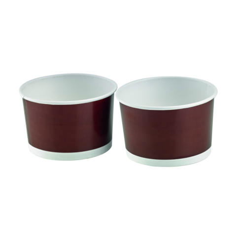 Pot "Deli" rond en carton marron foncé 480ml 114mm  H69mm