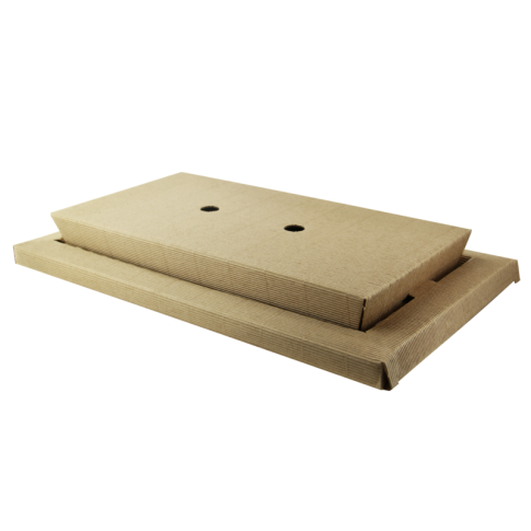 Plateau repas carton kraft ondulé "Chokra"  440x260mm H28mm
