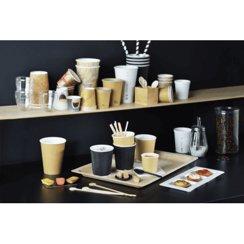 Spatule à café bois emballée individuellement en boite distributrice    H140mm
