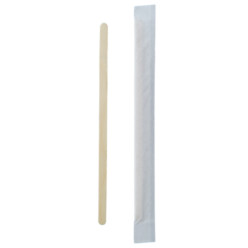 Spatule à café bois emballée individuellement en boite distributrice    H140mm