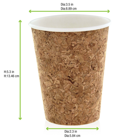 Gobelet carton et liège 350ml 90mm  H136mm