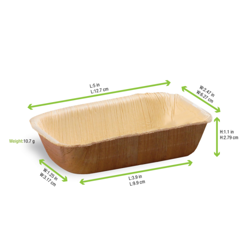 Bol rectangulaire en palmier 35ml   H30mm
