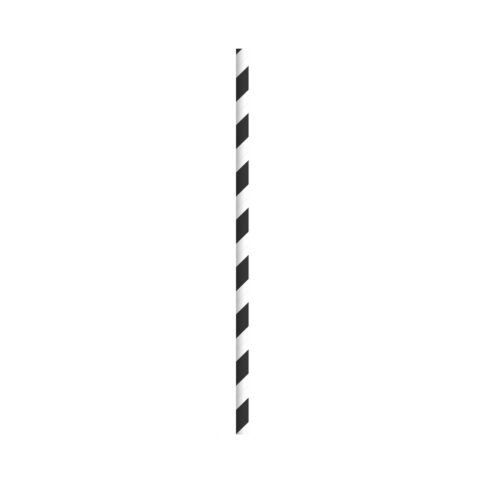 Paille papier noir/blanc  6mm  H145mm