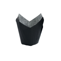 Caissette de cuisson forme tulipe en papier noir ingraissable  60mm  H90mm