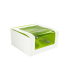 Boîte carton cup cake à fenêtre avec insert vert (pour 4 pièces) 170x170mm H85mm