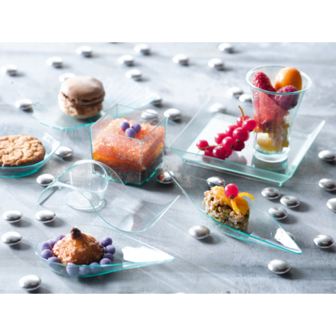 Cassolette mise en bouche plastique PS transparente “Inda”    H20mm