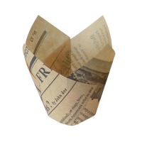 Caissette de cuisson forme tulipe en papier brun ingraissable impression journal  30mm  H60mm