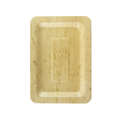 Assiette rectangulaire en feuille de bambou "Zebra" 20x14x1cm