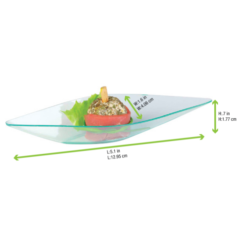 Mise en bouche plastique PS vert transparente forme diamant "Eleni"    H20mm