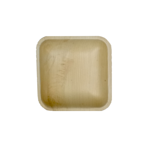 Assiette carrée en palmier 100ml 100mm  H22mm