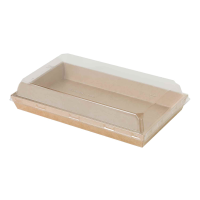 Barquette Sushi Kraft Avec Couv Transp Pet 220X135X25Mm - X300 Kit (6X50Kit)