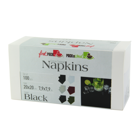 Serviette cocktail coton noir 250ml