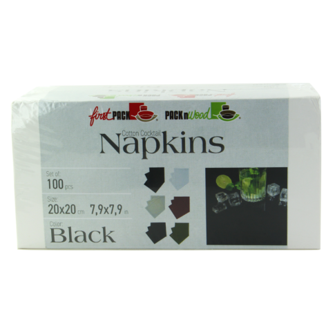 Serviette cocktail coton noir 250ml