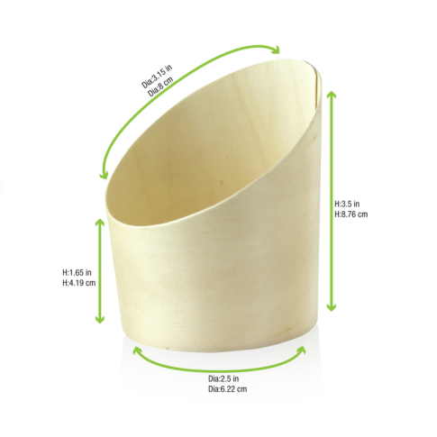 Tube bois coupe oblique 70ml 65mm  H89mm