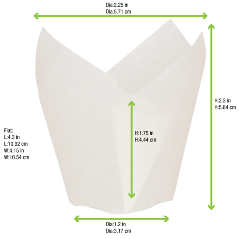 Caissette de cuisson forme tulipe en papier blanc siliconé   H60mm