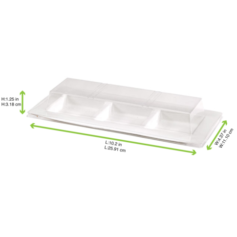 Couvercle PET transparent pour assiette 3 compartiments    H32mm