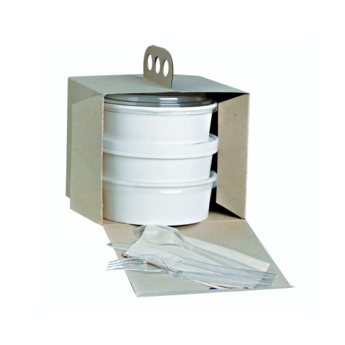 Boîte à emporter carton kraft brun "Coup de poing" 17,6 x 17,6 x 15 cm