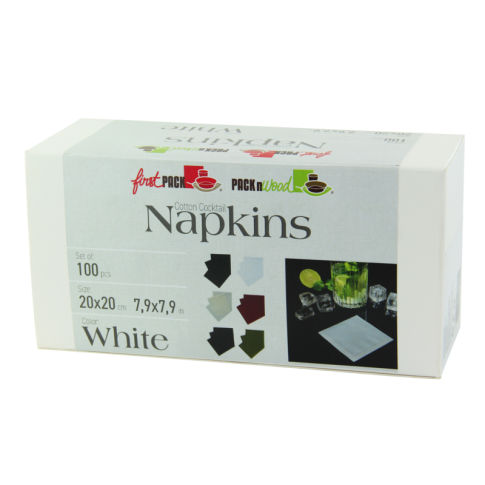 Serviette cocktail coton blanc