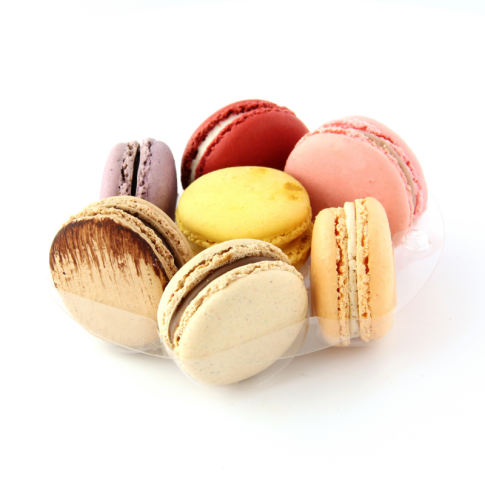 Insert plastique PET transparent rond pour 7 macarons avec fermeture clipsable    H20mm