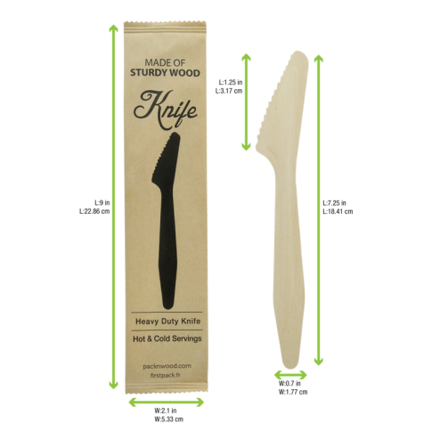 "Hercule" Couteau bois emballé individuellement    H185mm