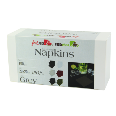 Serviette cocktail coton gris