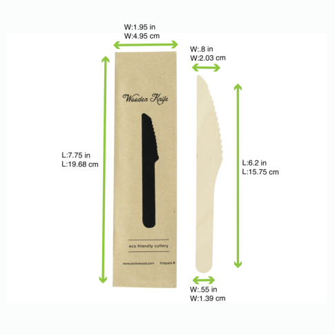 Couteau bois emballé individuellement    H165mm