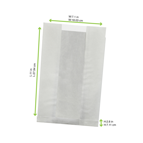 Sac fenêtre en papier blanc ingraissable    H80mm