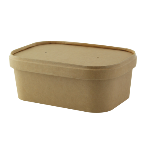 Saladier rectangulaire en kraft lamine pp 500ml 170x120mm H60mm