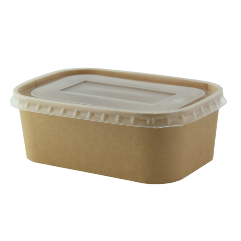 Saladier rectangulaire en kraft lamine pp 500ml 170x120mm H60mm