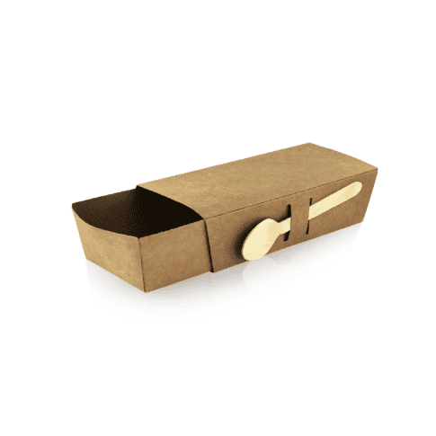 Couvercle pour barquette tiroir snack en kraft brun    H53mm