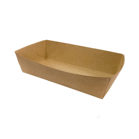 Couvercle pour barquette tiroir snack en kraft brun    H53mm