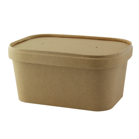 Couvercle rectangulaire en kraft lamine pp 750ml 170x120mm H20mm