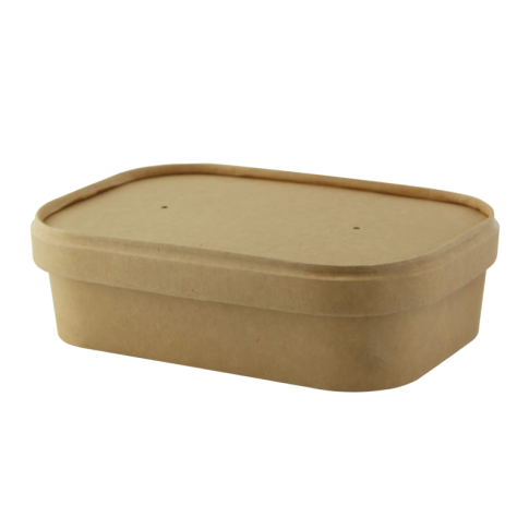 Couvercle rectangulaire en kraft lamine pp 750ml 170x120mm H20mm