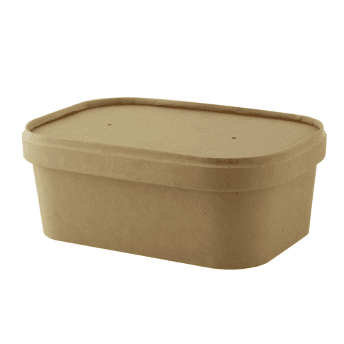 Couvercle rectangulaire en kraft lamine pp 750ml 170x120mm H20mm