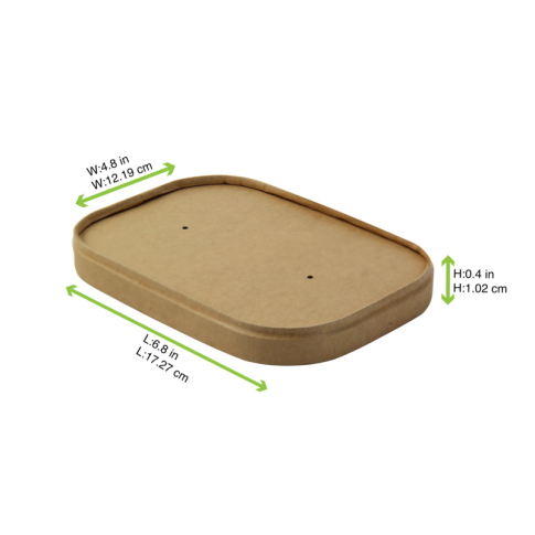 Couvercle rectangulaire en kraft lamine pp 750ml 170x120mm H20mm