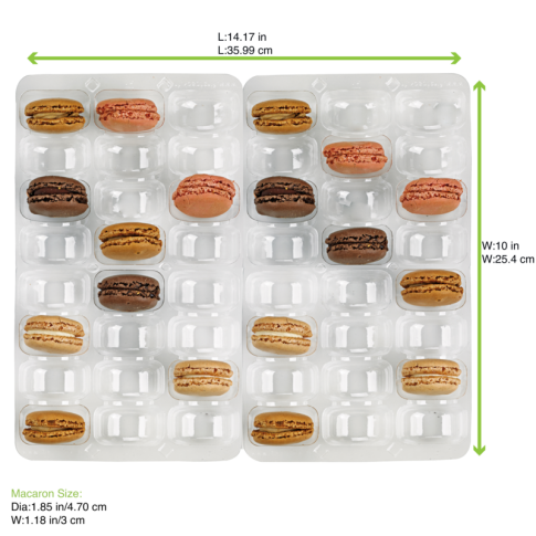 Insert plastique PET transparent 48 (6x8) macarons avec fermeture clipsable    H23mm