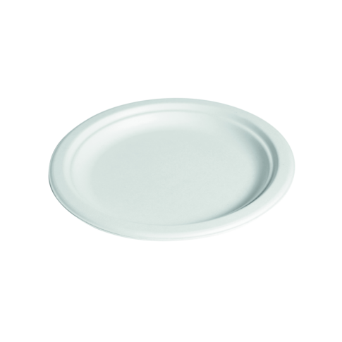Assiette ronde blanche en pulpe  222mm