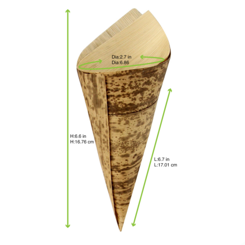 Cône en feuille de bambou 147 ml Diam: 7 cm 7 x 17 cm