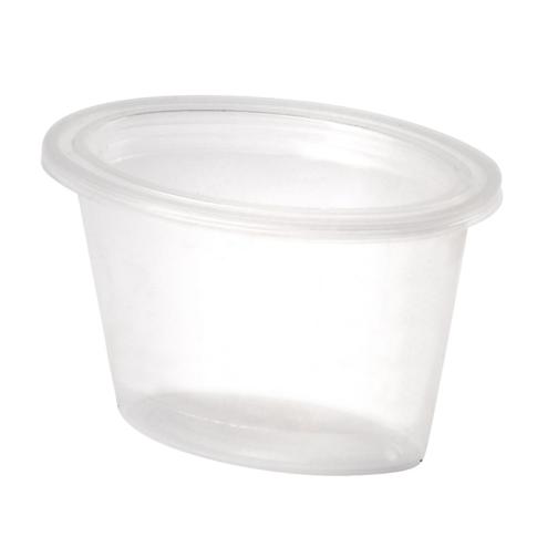 Pot à sauce ovale transparent en plastique PP avec couvercle en plastique  plat 60ml H50mm