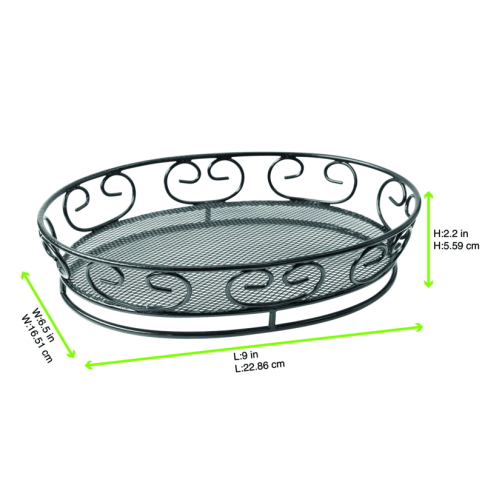 Panier Oval En Metal Noir  230X164X50Mm X6Pcs