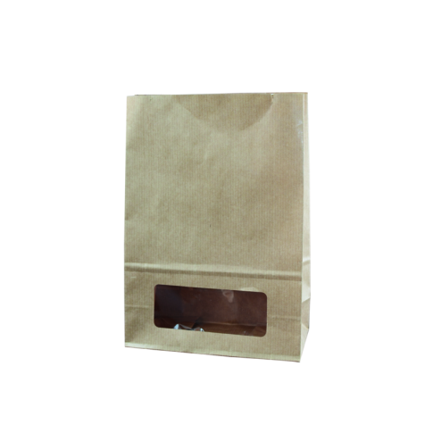 Sac bloomer papier kraft vergé avec fenêtre 15,7 x 8,5 x 22 cm