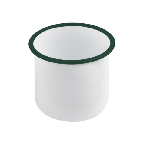 Enamel Delipotacier Emaillé Blanche /Bord Vert 1200Ml - Diam.120Mm H120Mm X 12Pcs