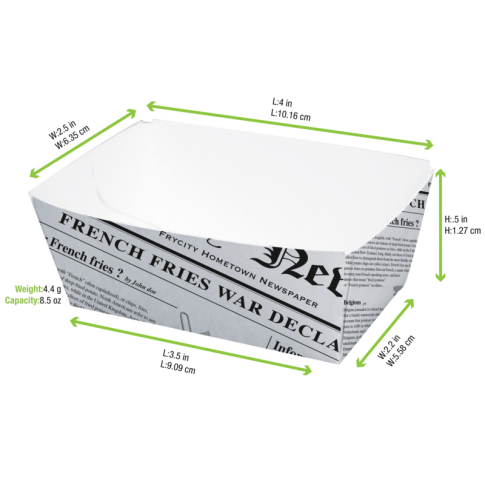 Barquette en carton décor journal 750ml   H40mm