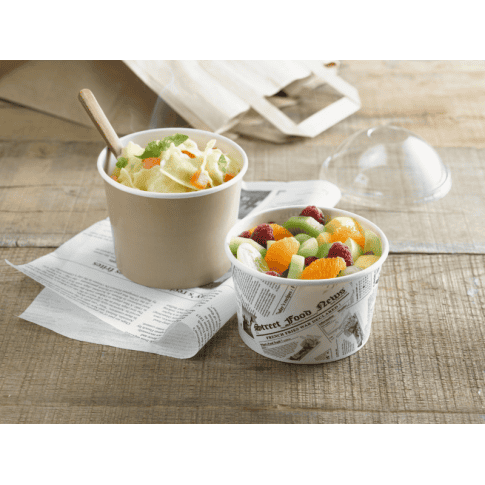 Pot "Deli" rond en carton kraft  114x98mm H52mm