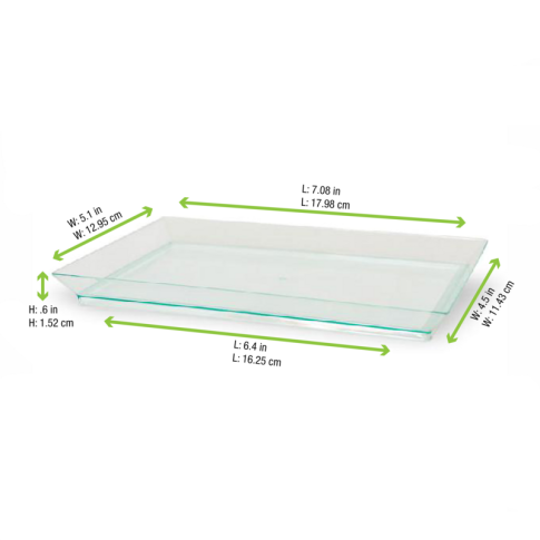 Elément de plateau réutilisable plastique vert transparent "Klarity" 18 x 13 cm