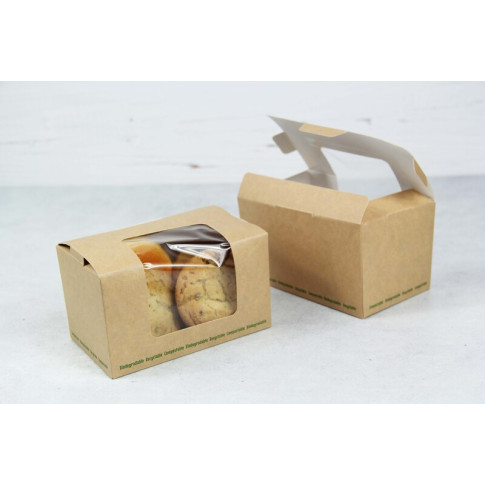Boîte sandwich carton brun fenêtre PLA    H72mm